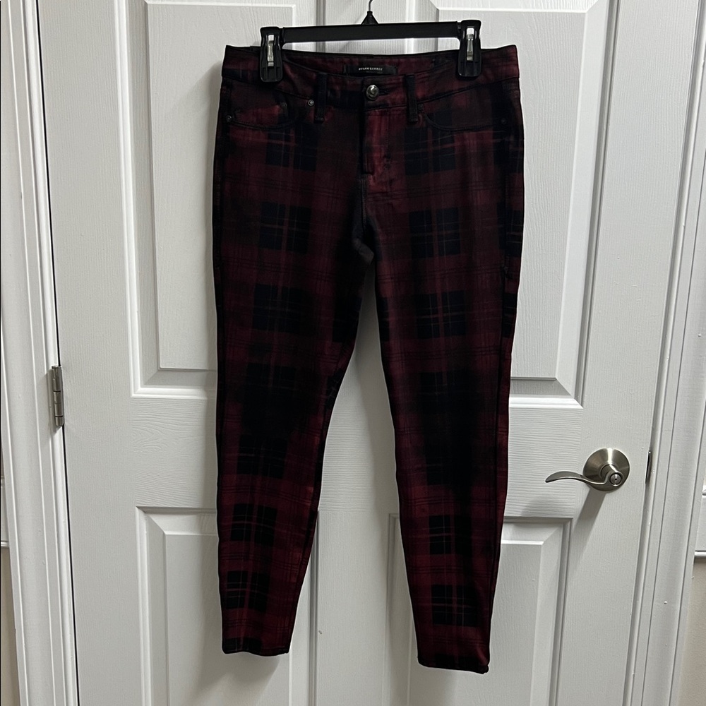 Dylan George Plaid Mid-Rise Skinny Jeans for Men - Red and Black Size 28